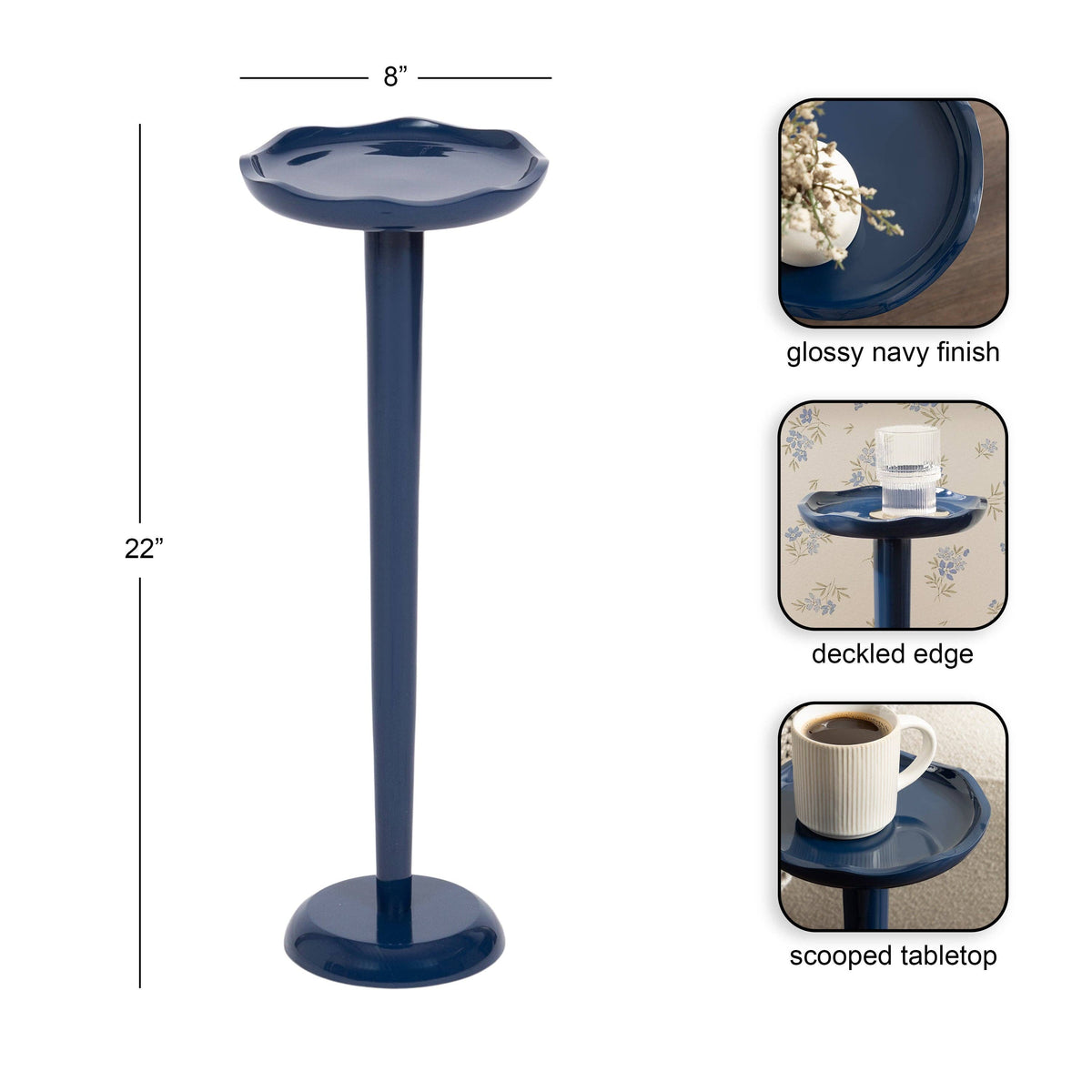 Alessia Colored Drink Table: Navy Blue